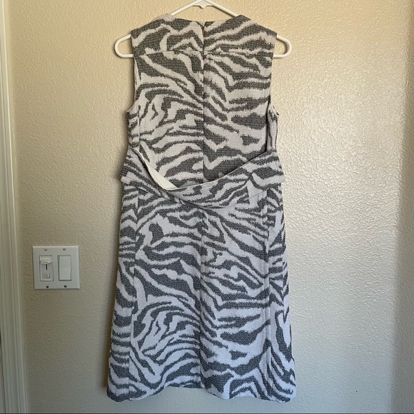 HUGO BOSS Dakola Gray Jacquard Zebra Stripe Shift Dress Wool Blend - Picture 5 of 14